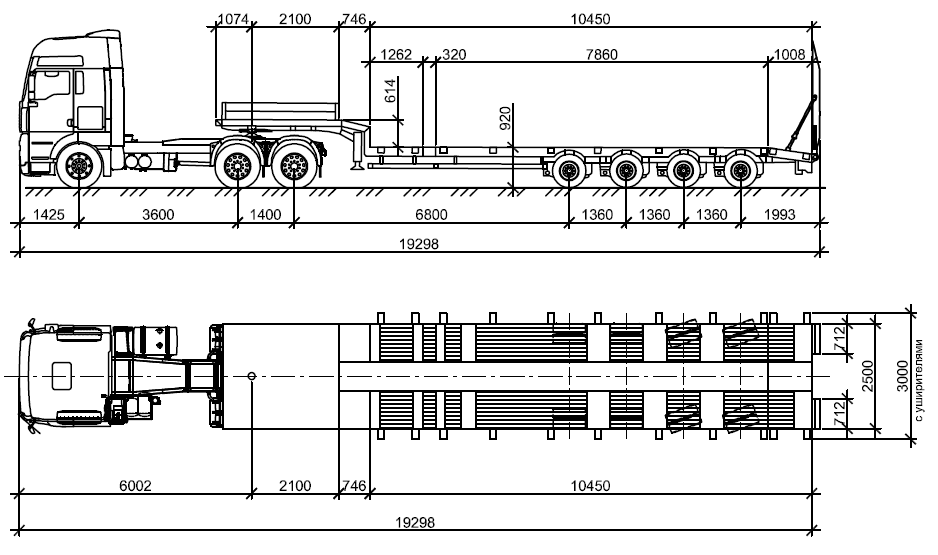 Транспортные габариты перевозимого груза. Габариты трала ТСП 94183. Полуприцеп CIMC csq9360tdp трал низкорамный схема. Схема автопоезда (для грузов категории 2).